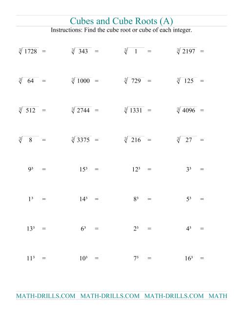 Cubes and Cube Roots (A)