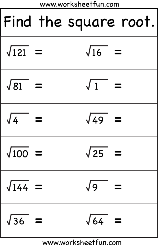 Square Root - 1 Worksheet / FREE Printable Worksheets - Worksheetfun