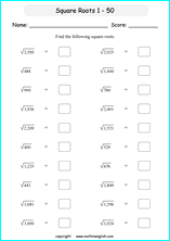 Square Roots math worksheets for math instruction, math ...