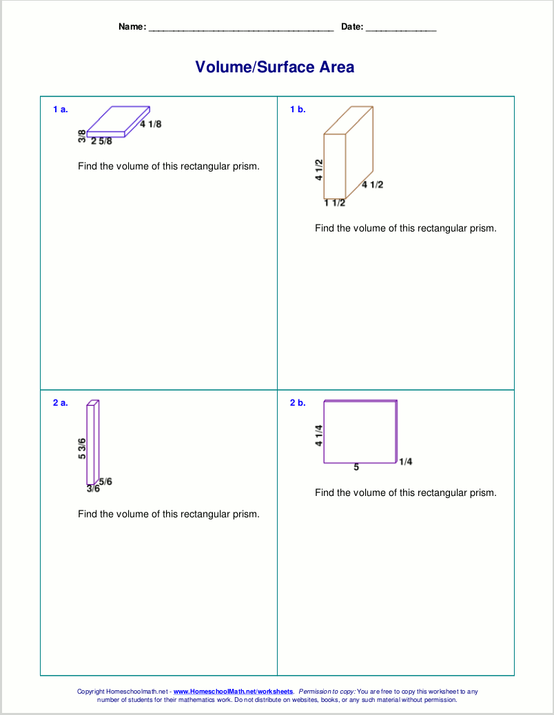 Free worksheets for the volume and surface area of cubes ...