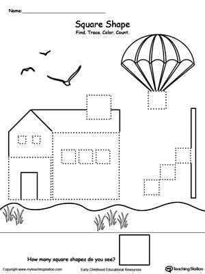 FREE* Find, Trace, Color and Count the Shapes: Square ...