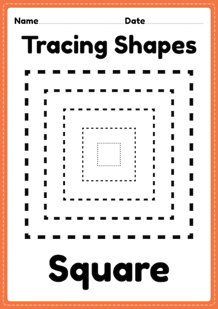 Premium Vector | Tracing square shapes worksheet for kindergarten ...