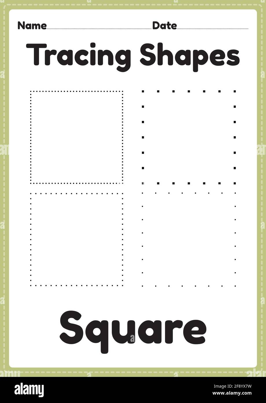 Tracing square shapes worksheet for kindergarten hi-res stock ...