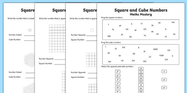 Y5 Square and Cube Numbers Mastery Pack - Square Numbers KS2