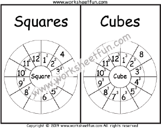 Cubes and Squares - 1-12 - One Worksheet / FREE Printable ...