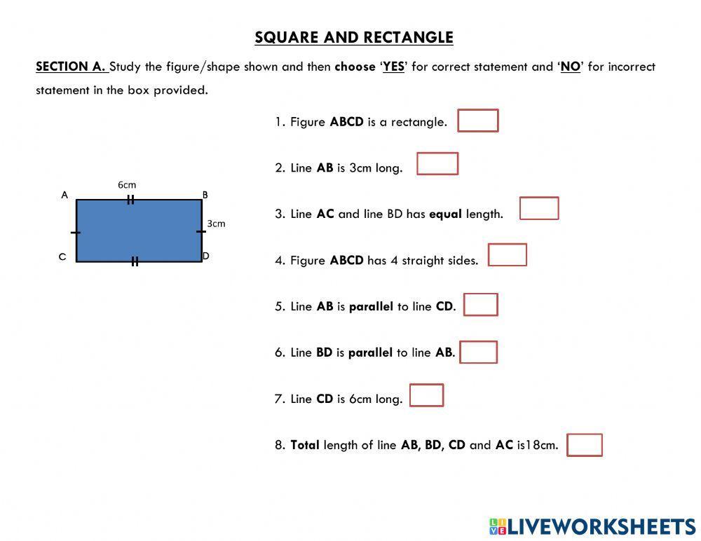 Free squares and rectangles worksheet, Download Free squares and