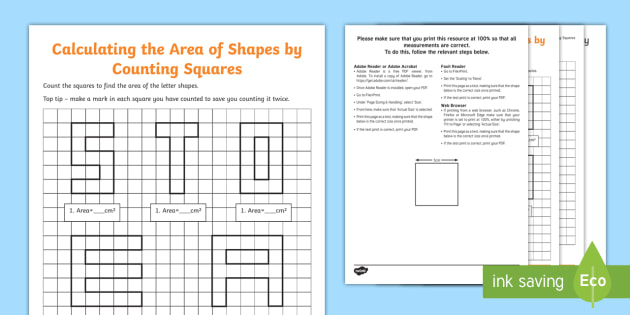 Calculate Area by Counting Squares Worksheet / Worksheet Worksheet ...
