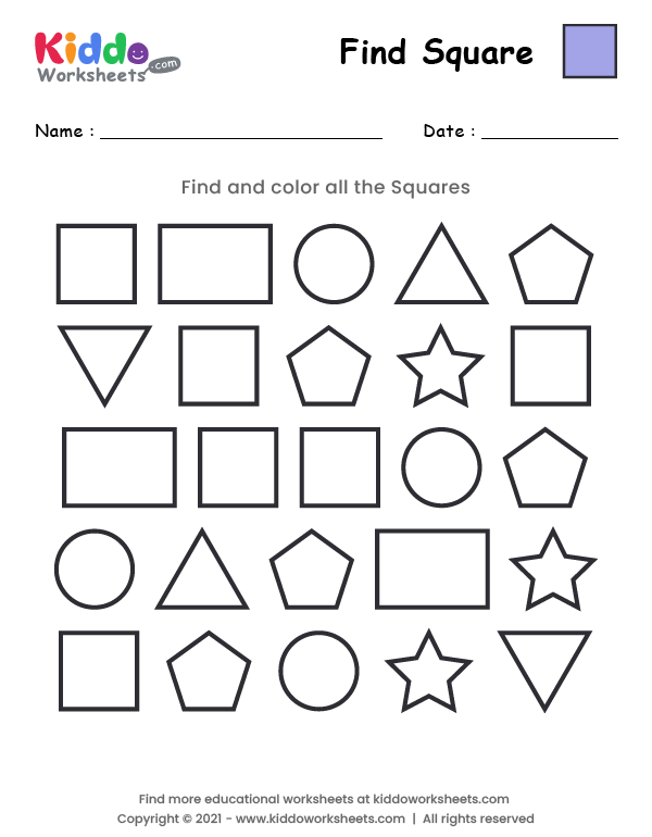 Free Printable Find Square Worksheet Worksheet - kiddoworksheets