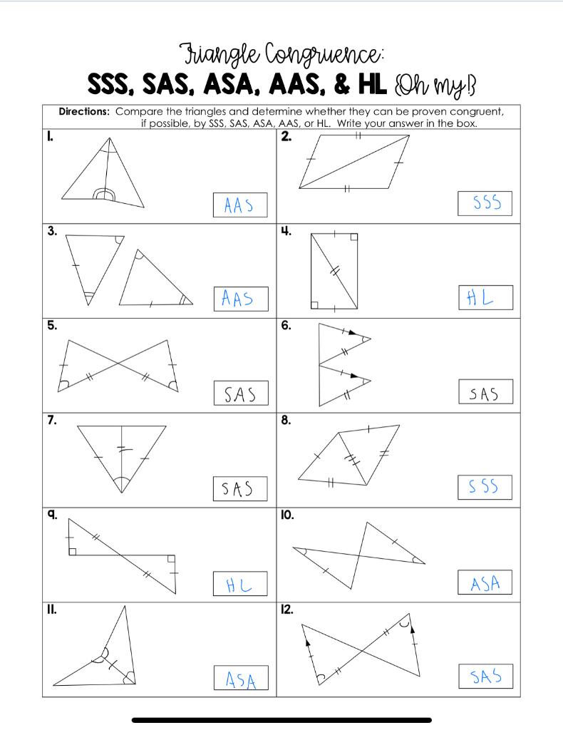 sss sas asa aas hl worksheet