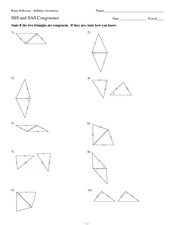Eighteen SSS or SAS Triangle Congruence Problems Worksheet for 9th ...