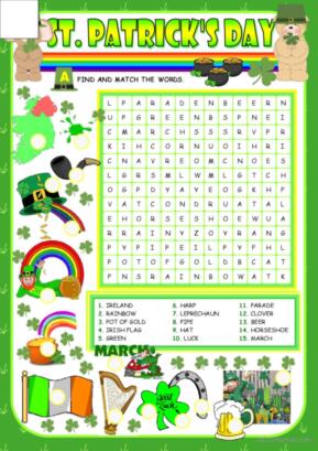 101 St.Patricks day English ESL worksheets pdf &  doc
