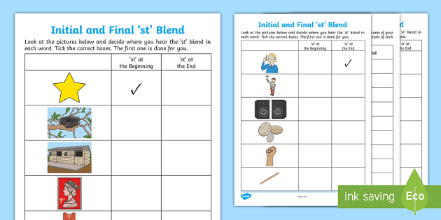 St Blends Worksheets
