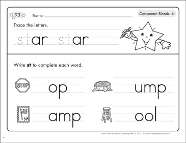 Consonant Blends (st): Phonics Learning Mats | Printable Skills Sheets