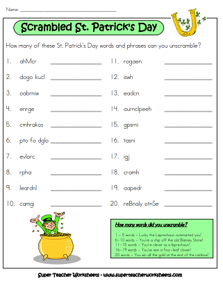 st patrick s day worksheet 2nd grade