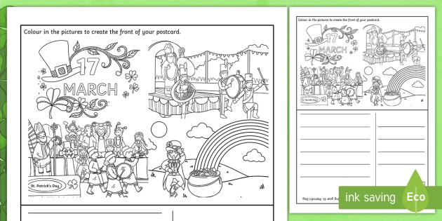 St Patricks Day Worksheet - Postcard Writing (Teacher-Made)