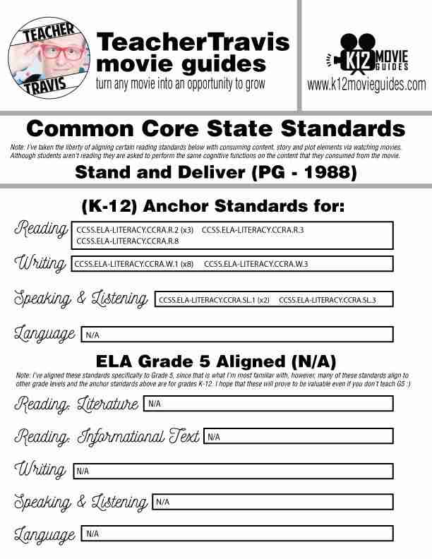 Stand and Deliver Movie Viewing Guide in Spanish | Español (PG - 1988)