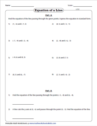 standard form linear equation worksheet