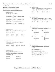 standard form linear equation worksheet