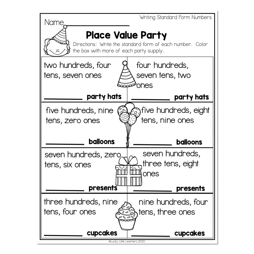 2nd Grade Math Worksheets Place Value Writing Standard Form