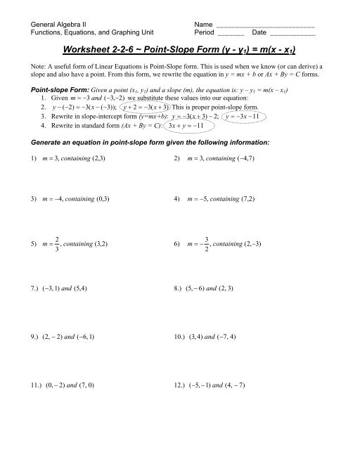 standard form to slope intercept worksheet