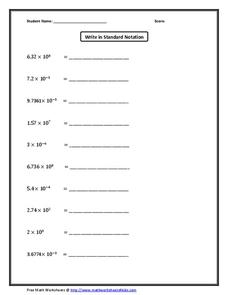 Write in Standard Notation Worksheet for 10th Grade | Lesson Planet