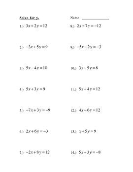 standard to slope intercept form worksheet