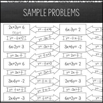 standard to slope intercept form worksheet