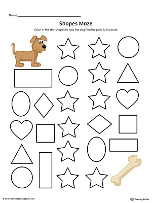 Star Shape Maze Printable Worksheet (Color) | MyTeachingStation.com