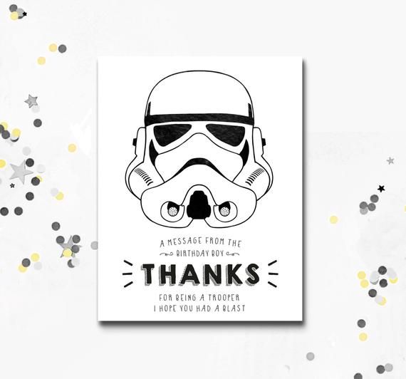 Stormtrooper Thank You Card, Star Wars printable Card, Darth Vader ...