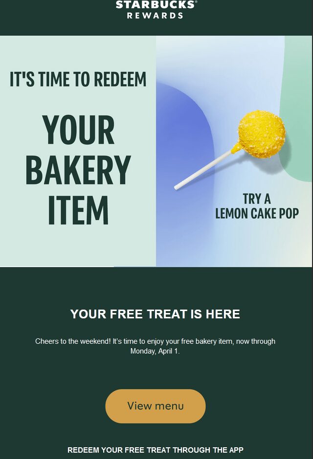 Starbucks] Order a Beverage Tomorrow, Get a Free Bakery Treat This ...