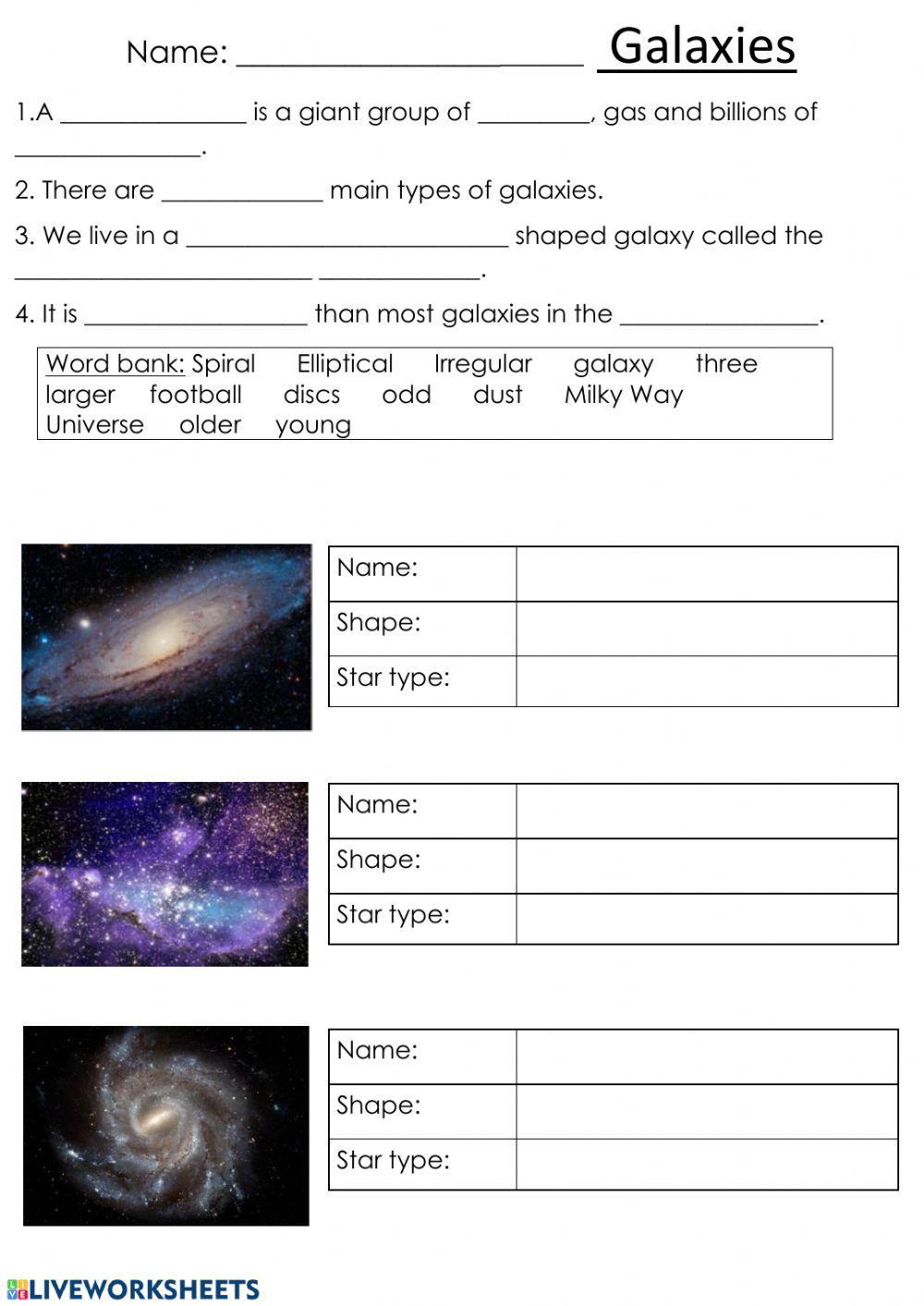 stars and galaxies worksheet answers