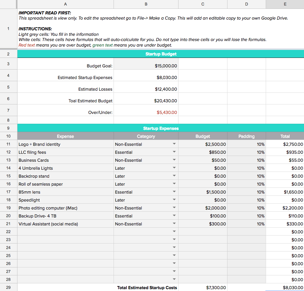 This Is the Best Budget Template for New Business Owners | Gusto