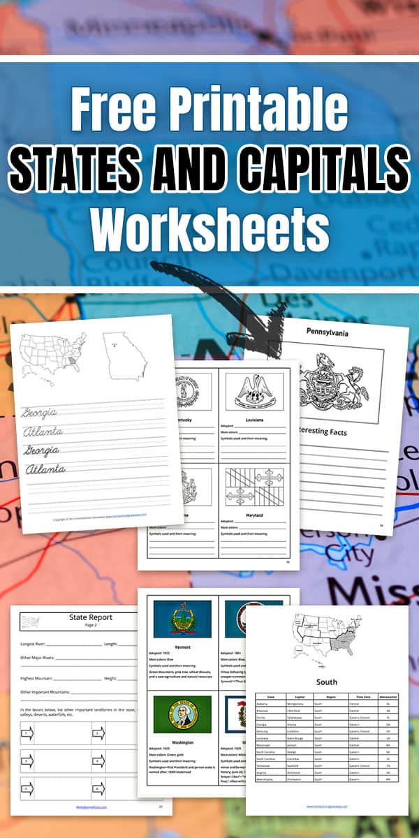 Free Printable List of States and Capitals Worksheets Library