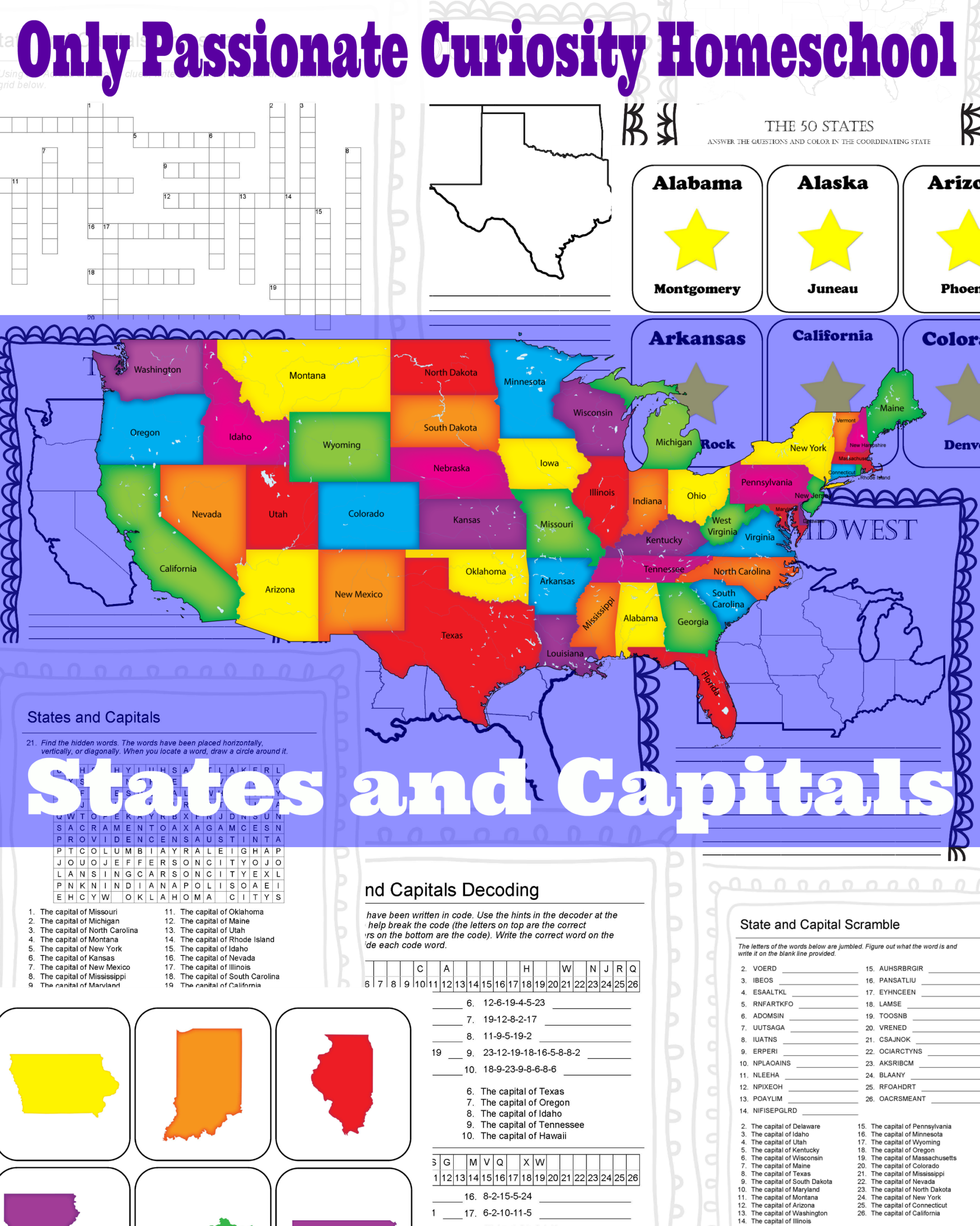 state and capital worksheet printables