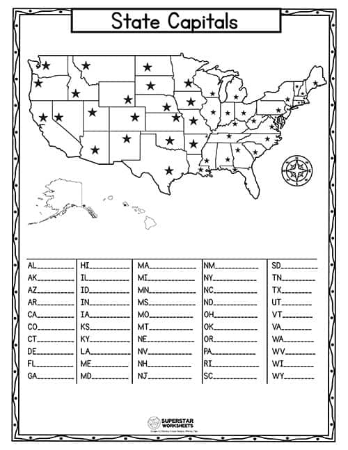 USA Map Worksheets -Worksheets Library