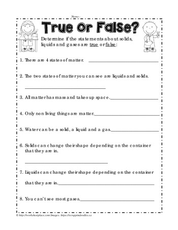 state of matter worksheet for 2nd grade
