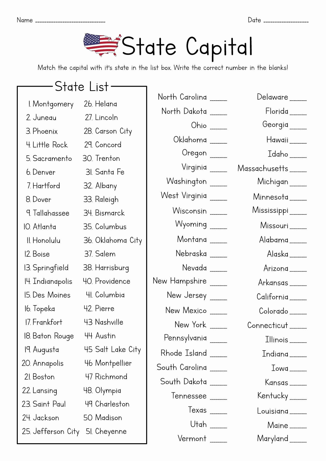 13 Fifty States Worksheets - Free PDF at worksheeto.com