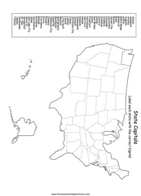 Label the State Capitals Worksheet - Homeschool Helper Online