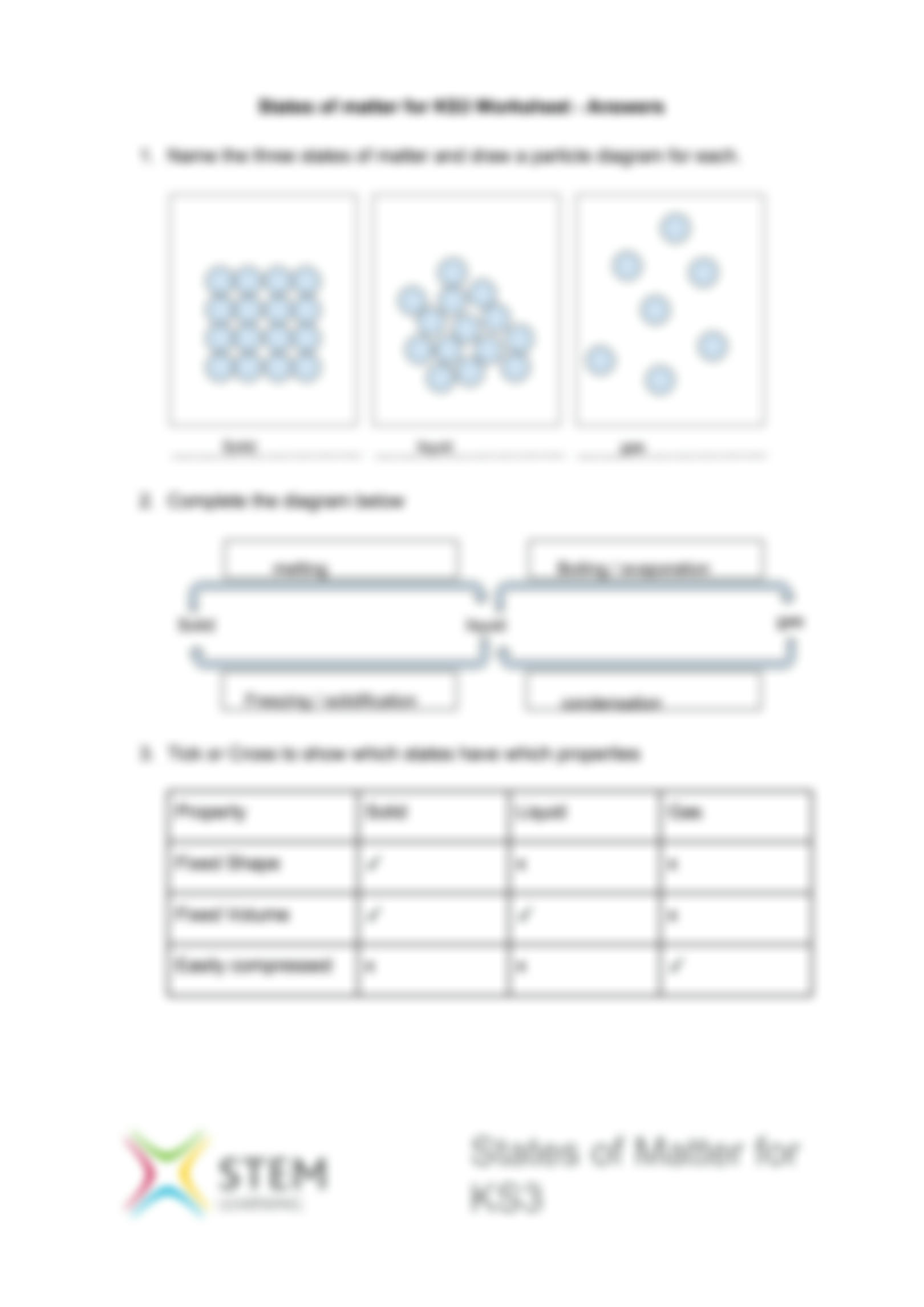 Changing states of matter worksheet for 4th and 5th grade - Free
