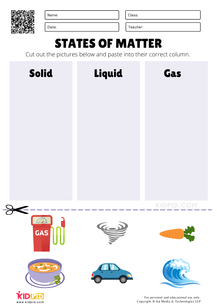 states of matter worksheet for kids