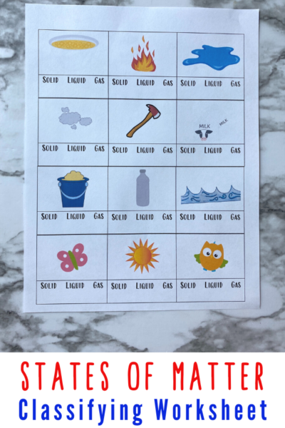 states of matter worksheet for kids