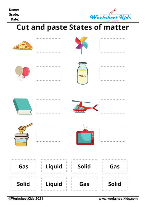 States of Matter Worksheets : Solid, Liquid and Gas - Free ...