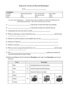 Kinetic Theory of Matter Worksheets Reviewed by Teachers