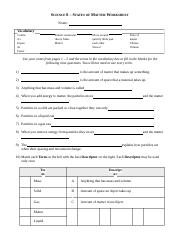 States-of-Matter-Worksheet - SCIENCE 8 - STATES OF MATTER ...