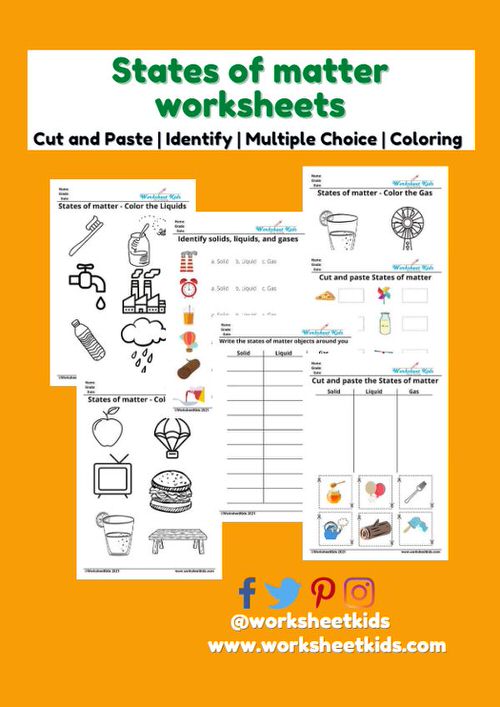 States of Matter Worksheets : Solid, Liquid and Gas - Free ...
