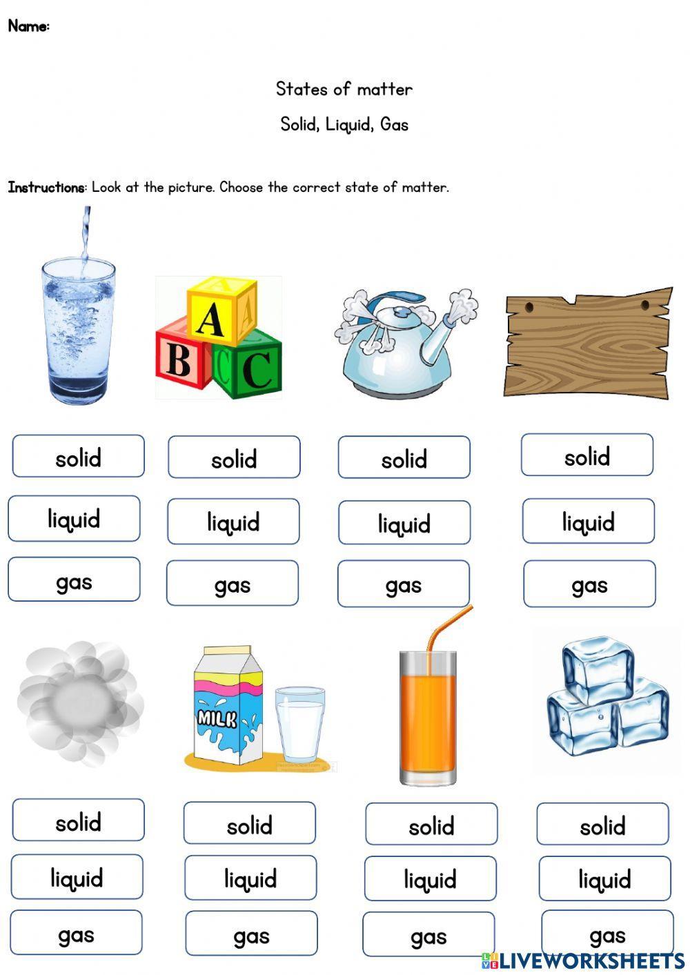 states of matter worksheet pdf