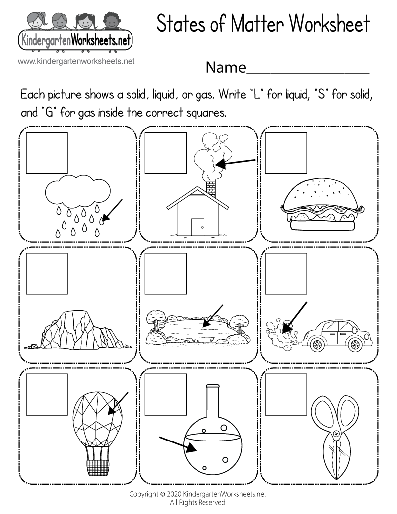 states of matter worksheet