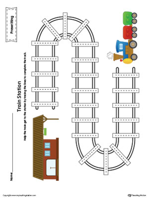 FREE* Prewriting Line Tracing Train Station Worksheet in Color ...