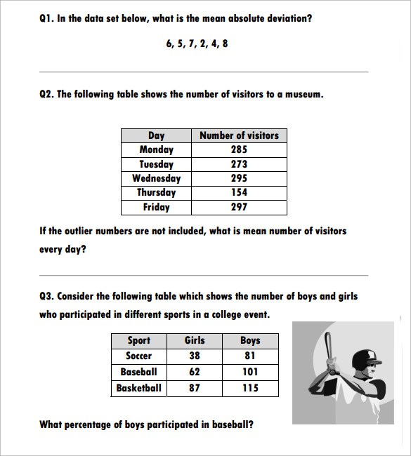 FREE 15+ Sample Statistics Worksheet Templates in PDF | MS Word