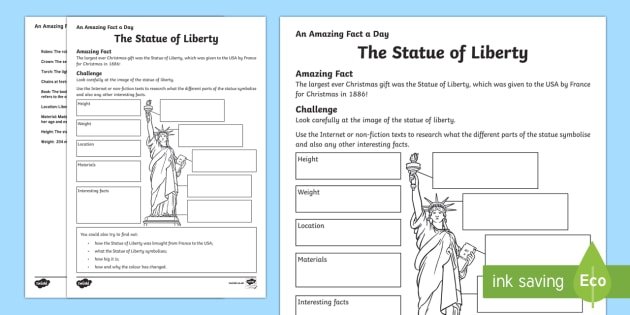 statue of liberty worksheet